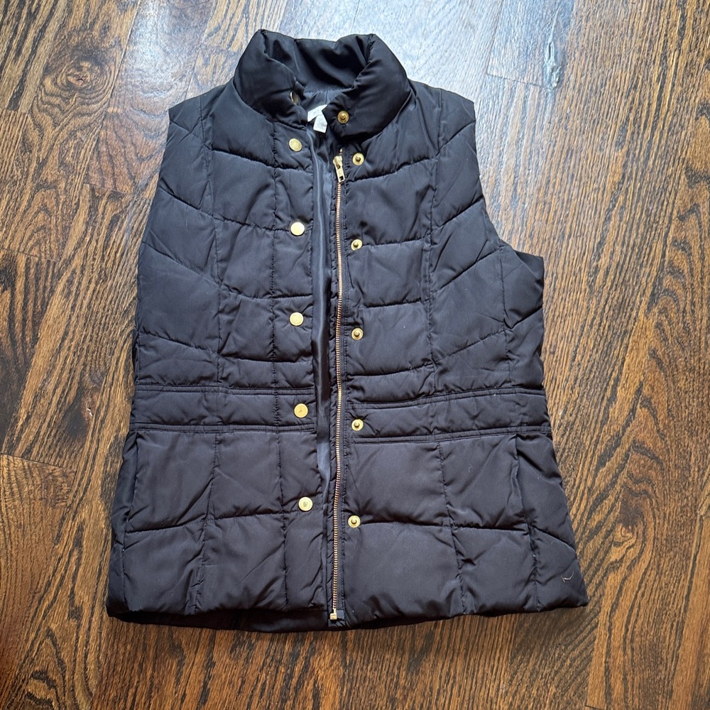 Madison Black Quilted Vest with Gold Accents